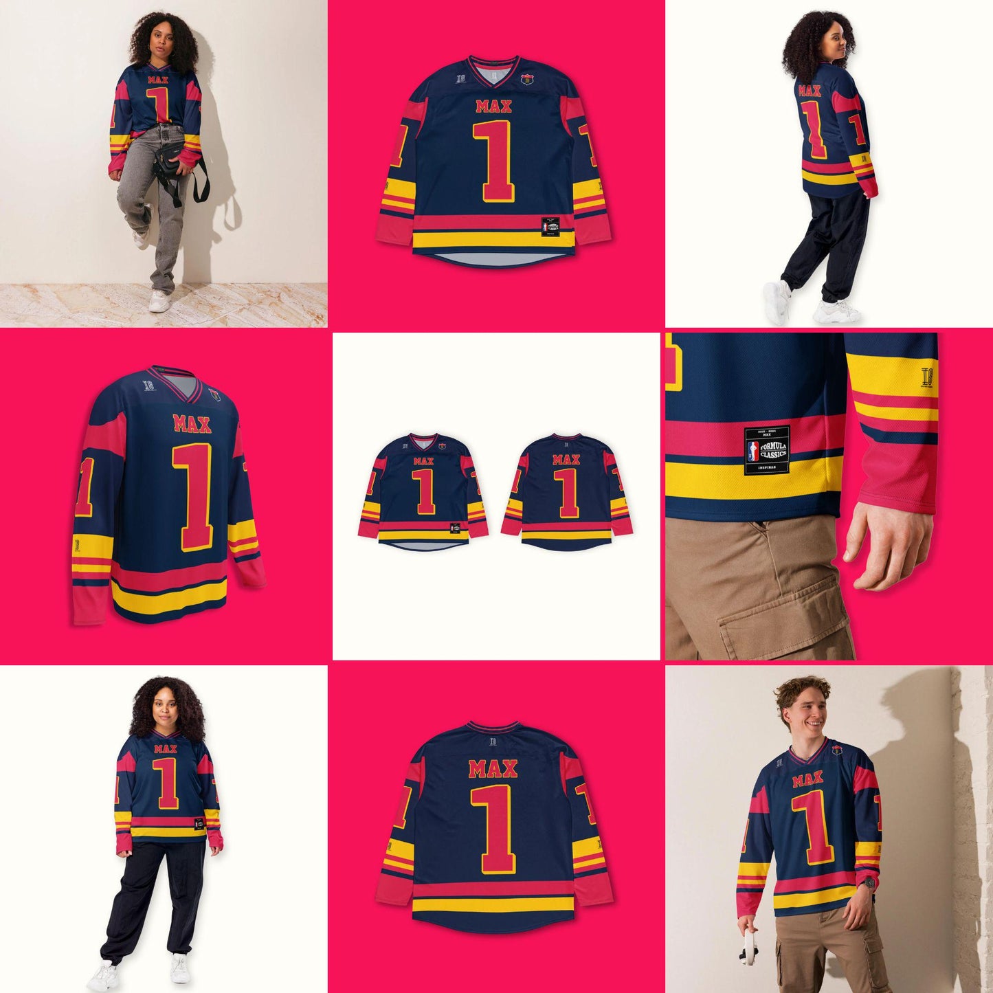 Unisex Racing Fan Apparel Oversized Hockey Jersey with Racing Number 1