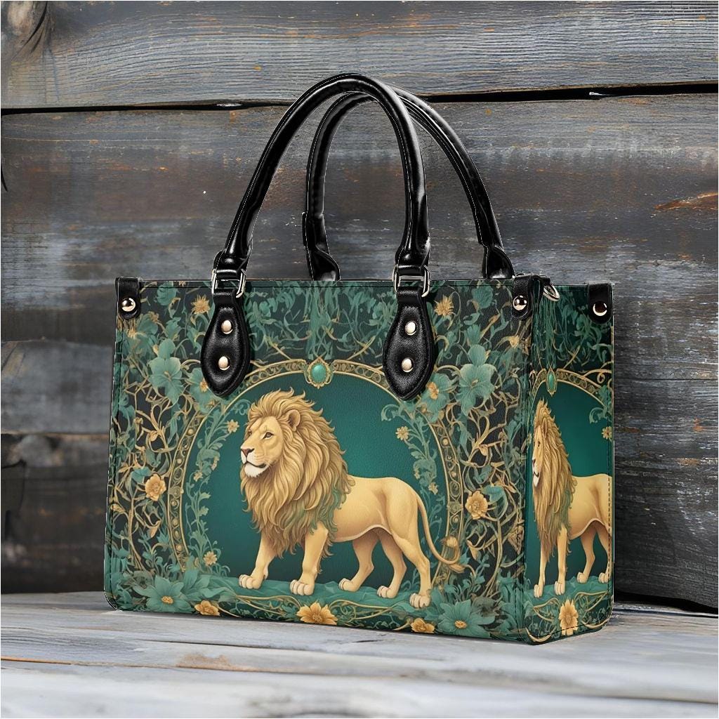 Majestic Golden Lion Crossbody Bag - Nature-Inspired Vegan Leather Designer Purse, Unique Gift for Women
