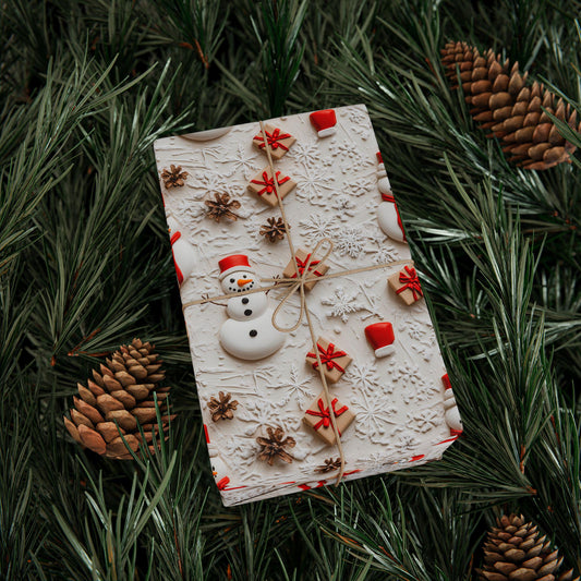 Christmas Snowman Wrapping Paper - Holiday Gift Wrap for Presents, Festive Gift Packaging, Xmas Wrapping Sheets, Winter Snowman Gift Wrap,