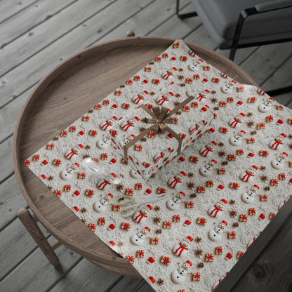 Christmas Snowman Wrapping Paper - Holiday Gift Wrap for Presents, Festive Gift Packaging, Xmas Wrapping Sheets, Winter Snowman Gift Wrap,