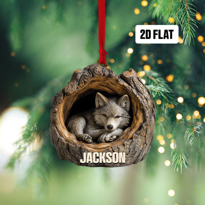 Personalized Wolf 2D Flat Ornament, Wolf Rearview Mirror Car Accessories, Wolf Christmas Ornament, Wolf Ornament,Holiday Gift for Wolf Lover