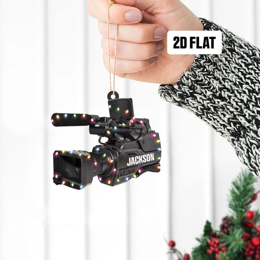 Personalized Professional Video Camera Camcorder 2D Flat Ornament, Video cameral Ornament Decor, Custom Angel Video camera Ornament Gift