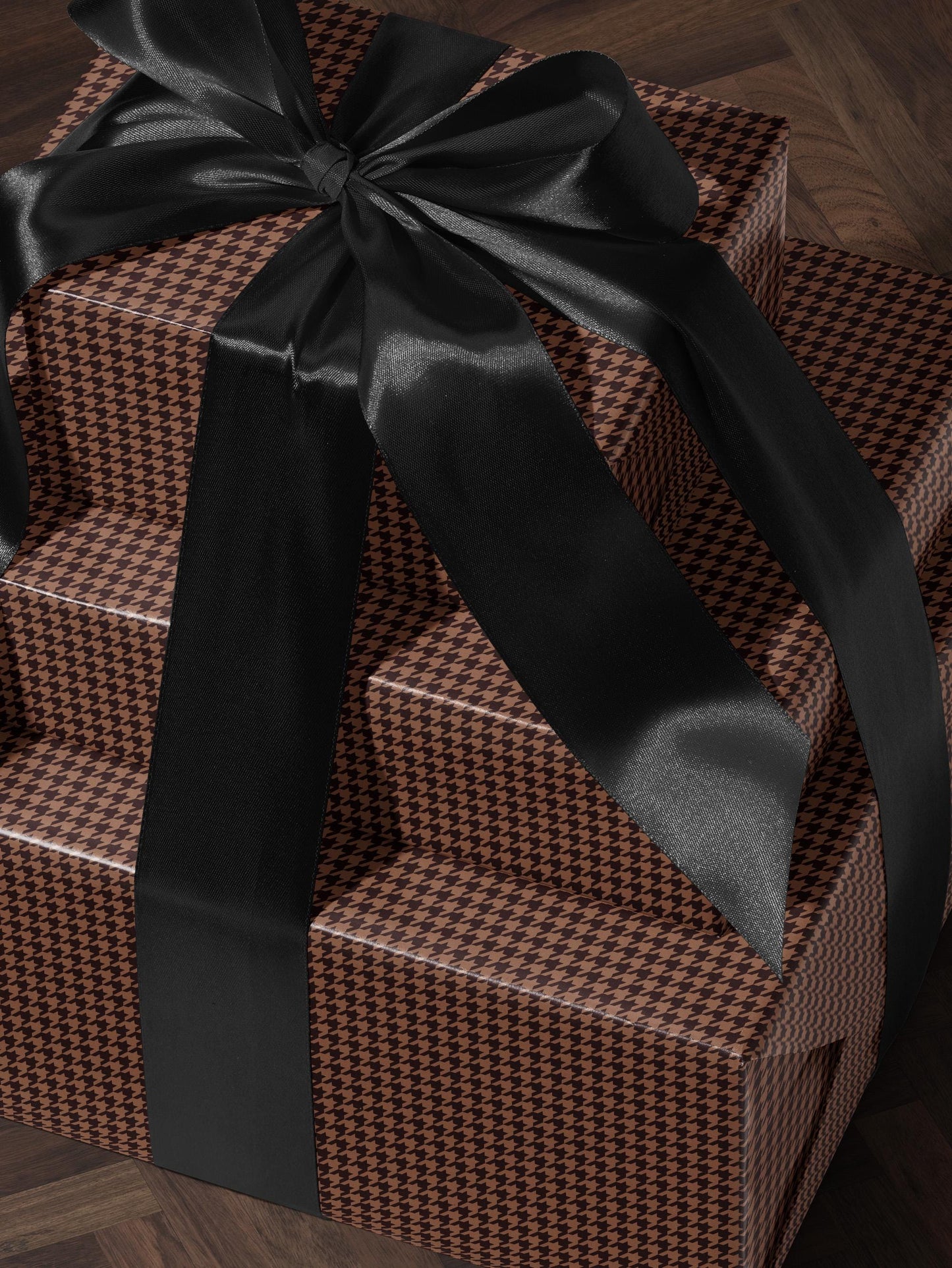 Brown Houndstooth Gift Wrap Birthday Wrapping Paper Idea  Baby Shower Gift Wrap Chic Wrapping Paper Roll Moody Christmas Gift Wrap Idea