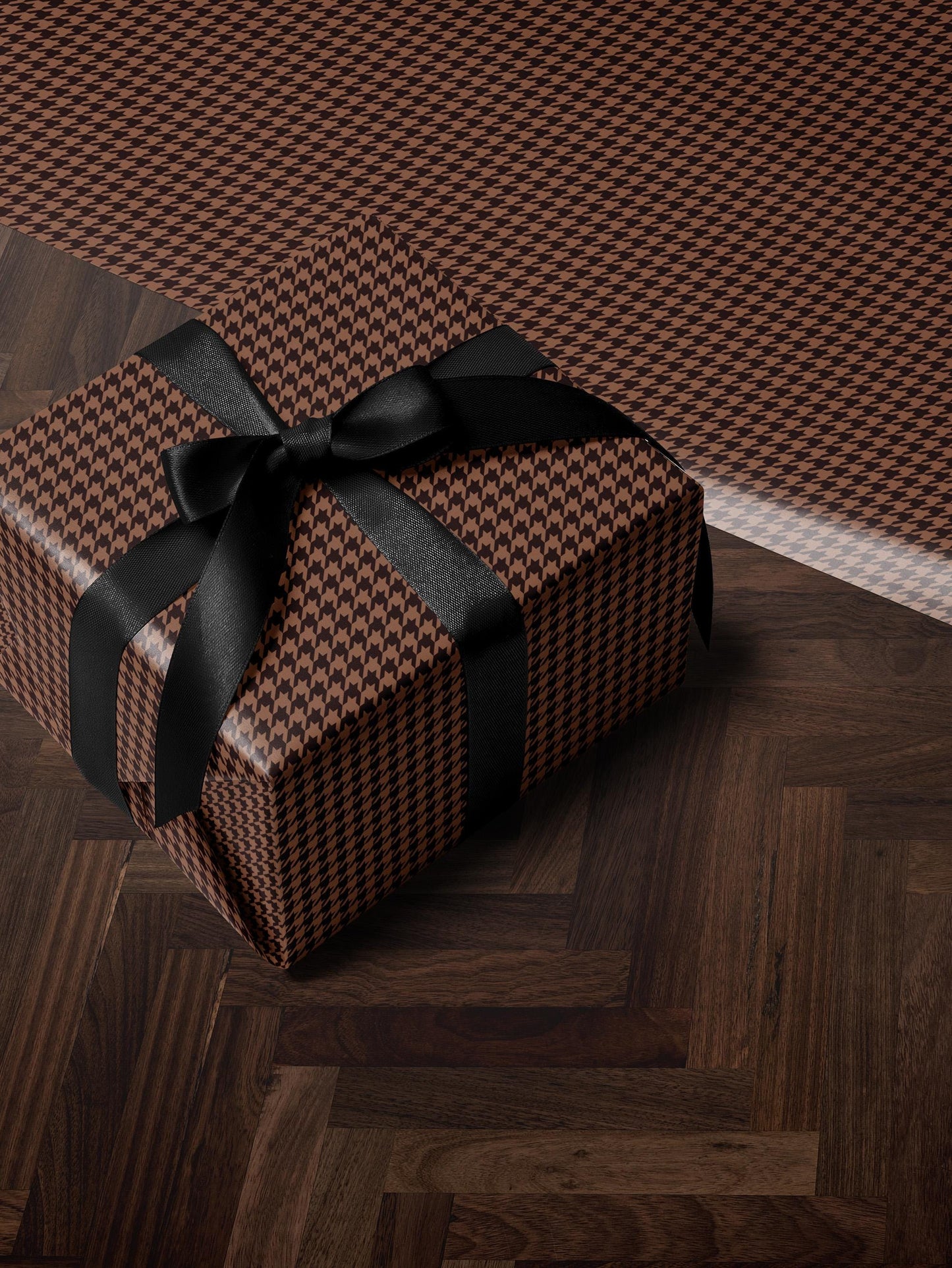 Brown Houndstooth Gift Wrap Birthday Wrapping Paper Idea  Baby Shower Gift Wrap Chic Wrapping Paper Roll Moody Christmas Gift Wrap Idea