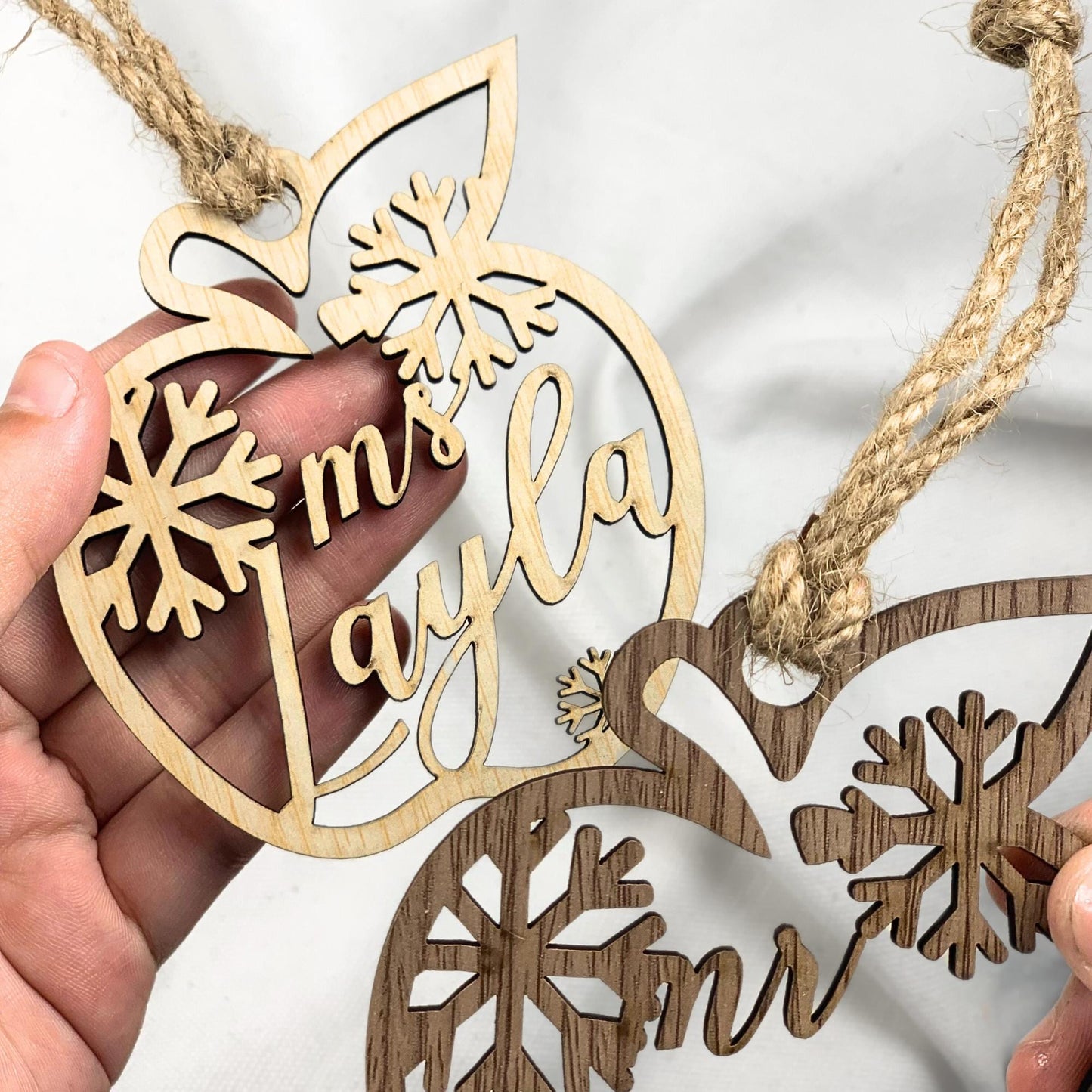 Personalized Plywood Christmas Ornament: Laser Cut Wood Xmas Decor