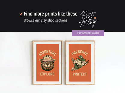 Yellowstone Art Print Retro Travel Poster Wyoming Wall Art National Park Bear Sign Outdoorsy Gift for Traveler Wilderness Wall Decor