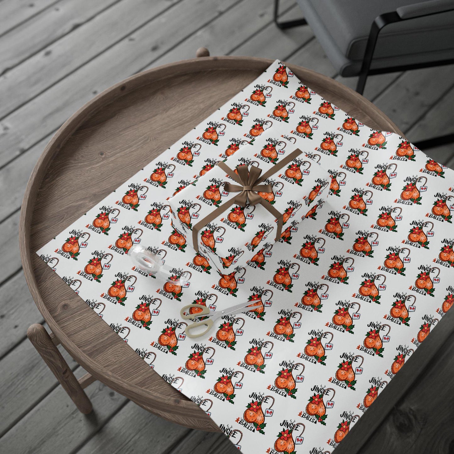 Christmas Wrapping Papers Jingle Balls Holiday Gift Wrap, Funny Gift Wrap, Gag Gift Wrap, Gift For Him, White Elephant Gift