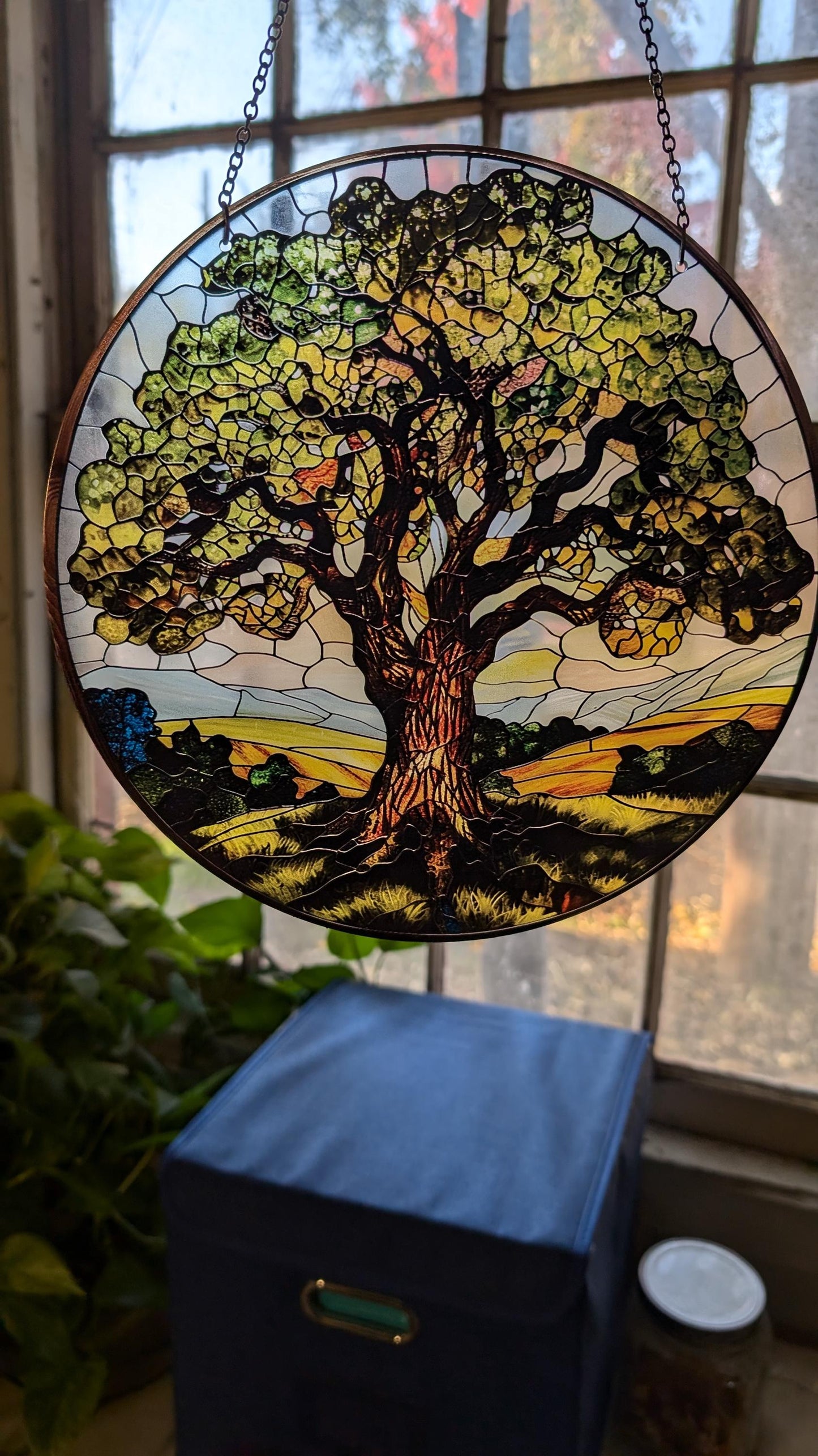 Mighty Oak: Stained Glass Style Window Hanging