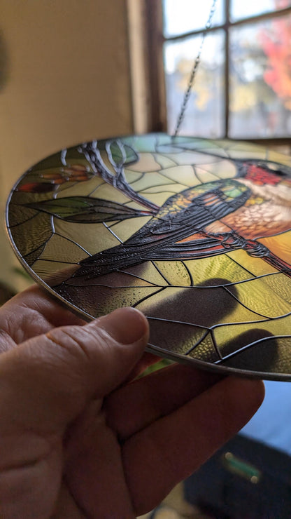 Hummingbird: Stained Glass Style Window Hanging