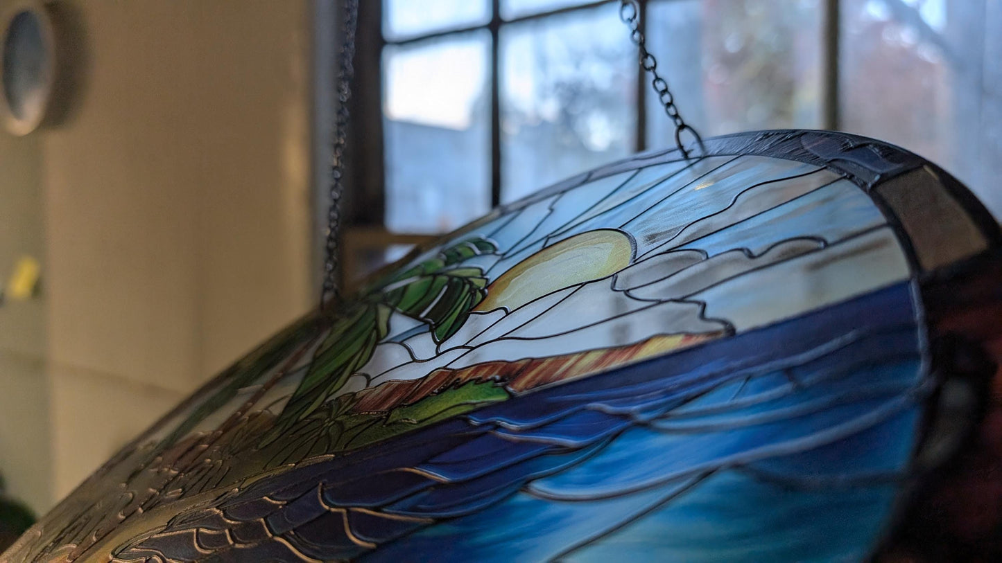 Tropical Beach: Stained Glass Style Window Hanging Made With Real Glass
