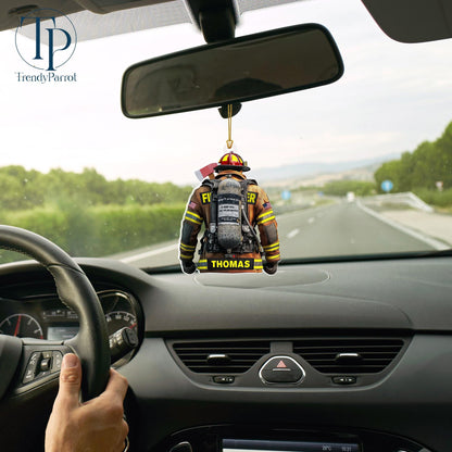 Firefighter Ornament, Firefighter Uniform 2D Acrylic Flat Ornament Not 3D, Firefighter Team Gift, Gift for Fireman Dad Papa Firefighter Gift