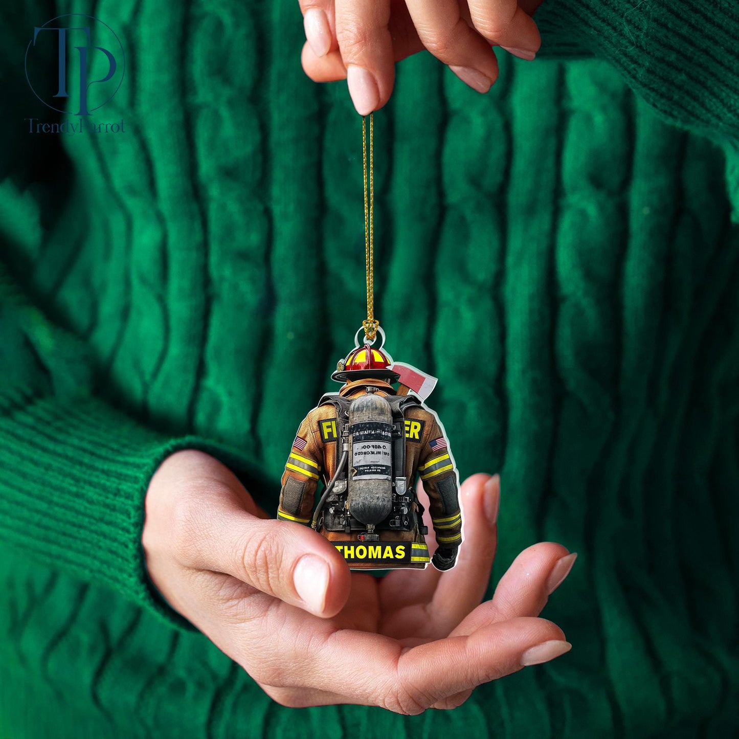 Firefighter Ornament, Firefighter Uniform 2D Acrylic Flat Ornament Not 3D, Firefighter Team Gift, Gift for Fireman Dad Papa Firefighter Gift