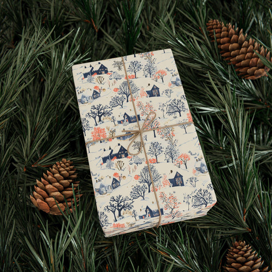 Vintage Christmas Toile Wrapping Paper, Holiday Gift Wrap, Festive Xmas Packaging, Retro Decoration, Winter Theme Stationery, Traditionall