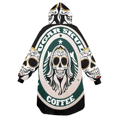 Sugar Skull Coffee Blanket Hoodie Día De Los Muertos Chicano