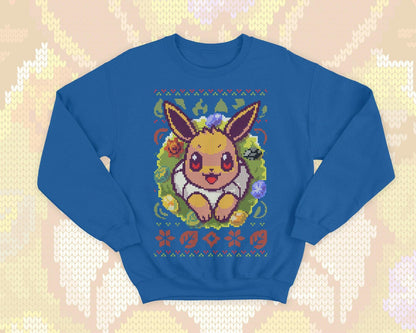 Eeveelution gamer Ugly Christmas - Cute and Kawaii sweatshirt gift - video game monster - Evolution stones - moon - sun - pixel art