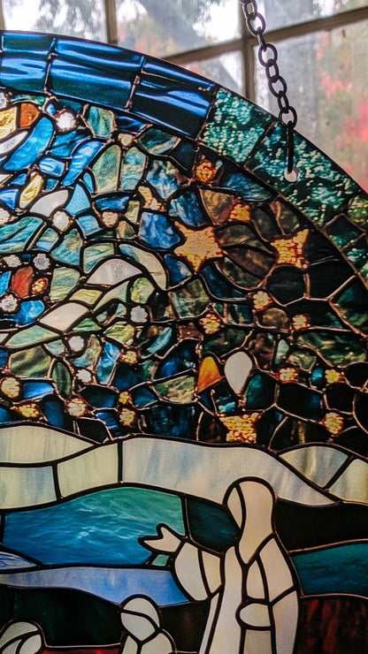Nativity: Stained Glass Style Window Hanging