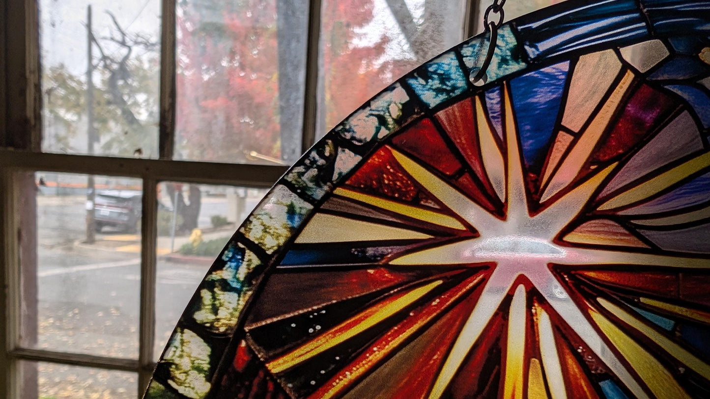 Nativity: Stained Glass Style Window Hanging