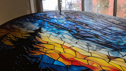 Starry Camp Fire: Stained Glass Style Window Hanging