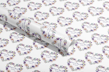 Personalised Wrapping Paper, Wedding, Gift Wrap, Your Names, Birthday, Flowers, Customised, Party, Engagement, Valentines, Anniversary