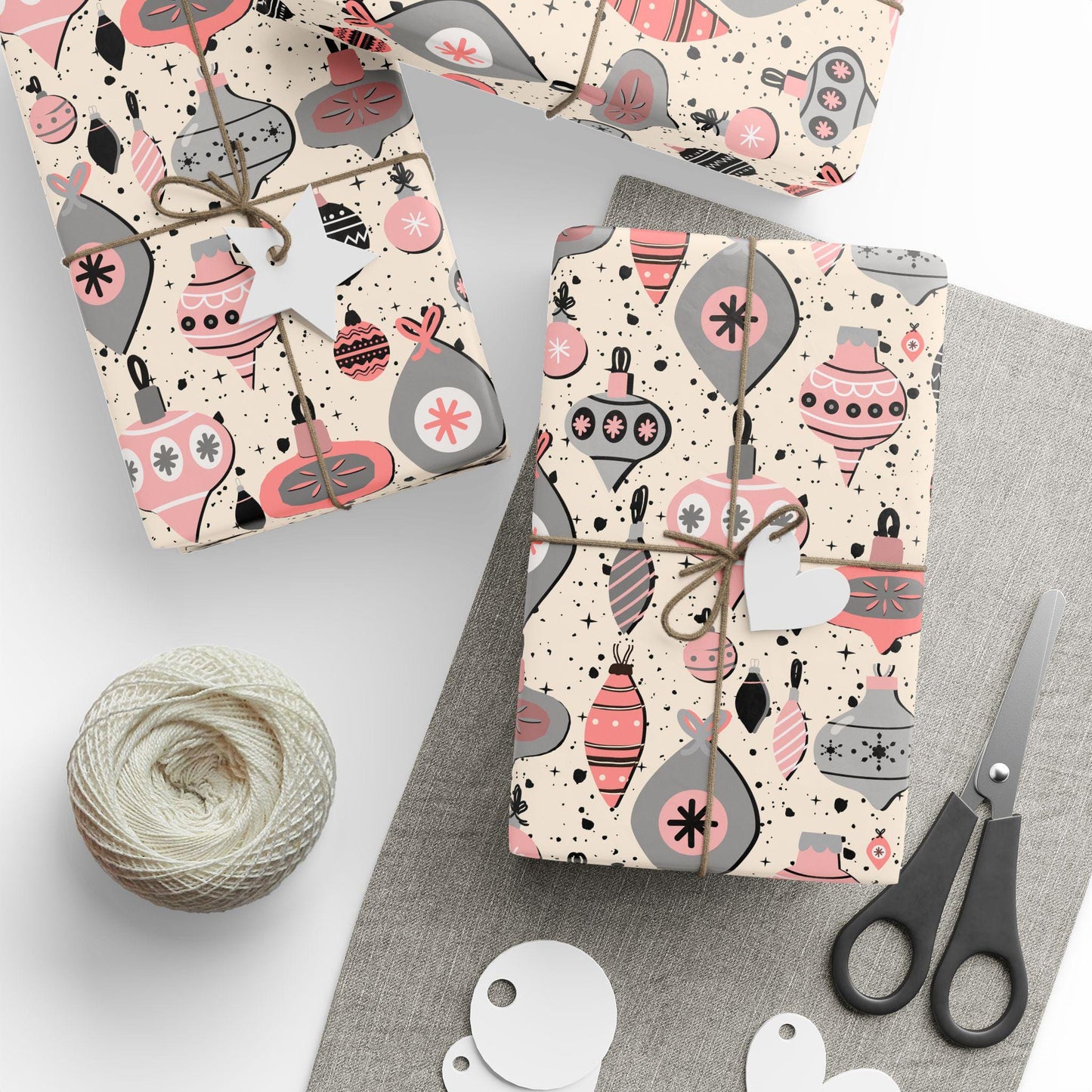 Pink Christmas Ornament Gift Wrapping Papers - Custom Holiday Gift Wrap -