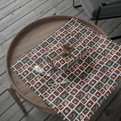 Vintage Christmas Stamp Gift Wrapping Papers - Custom Holiday Gift Wrap -