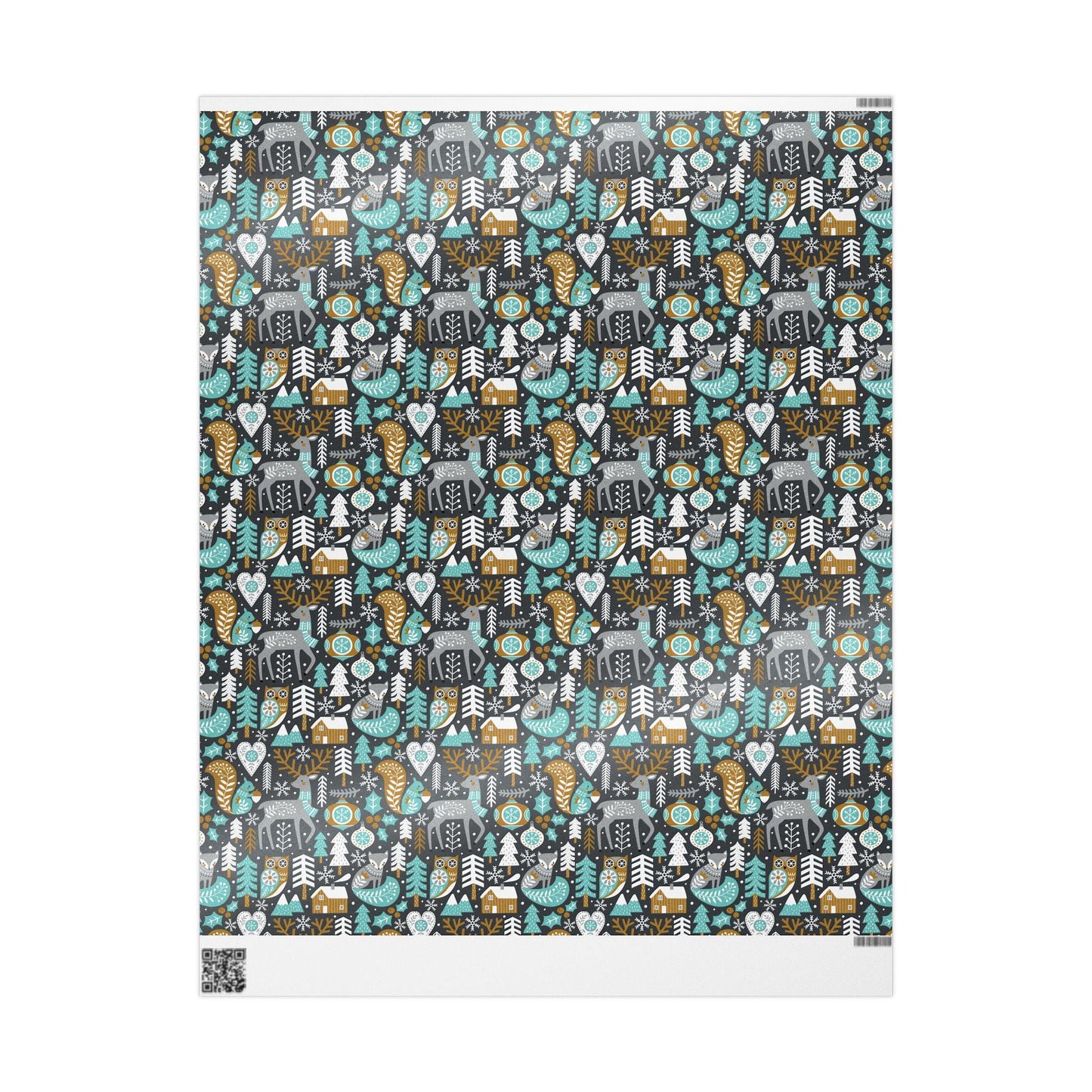 Folk Art Christmas Gift Wrapping Paper - Woodsy whimsical Animals - Folk Art Whimsy Gift Wrap