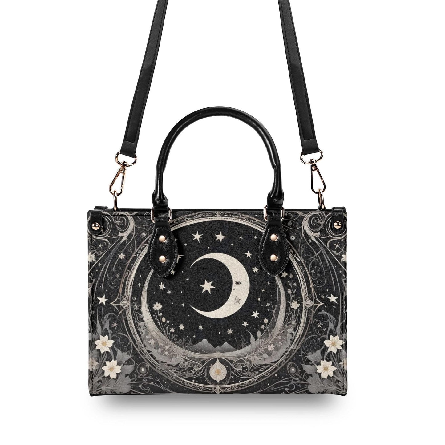 Black White Moon Bag Cute Crossbody Bag Unique Purse Cute Purse, Luxury Bag Vegan Leather Bags Printed Designer Bag