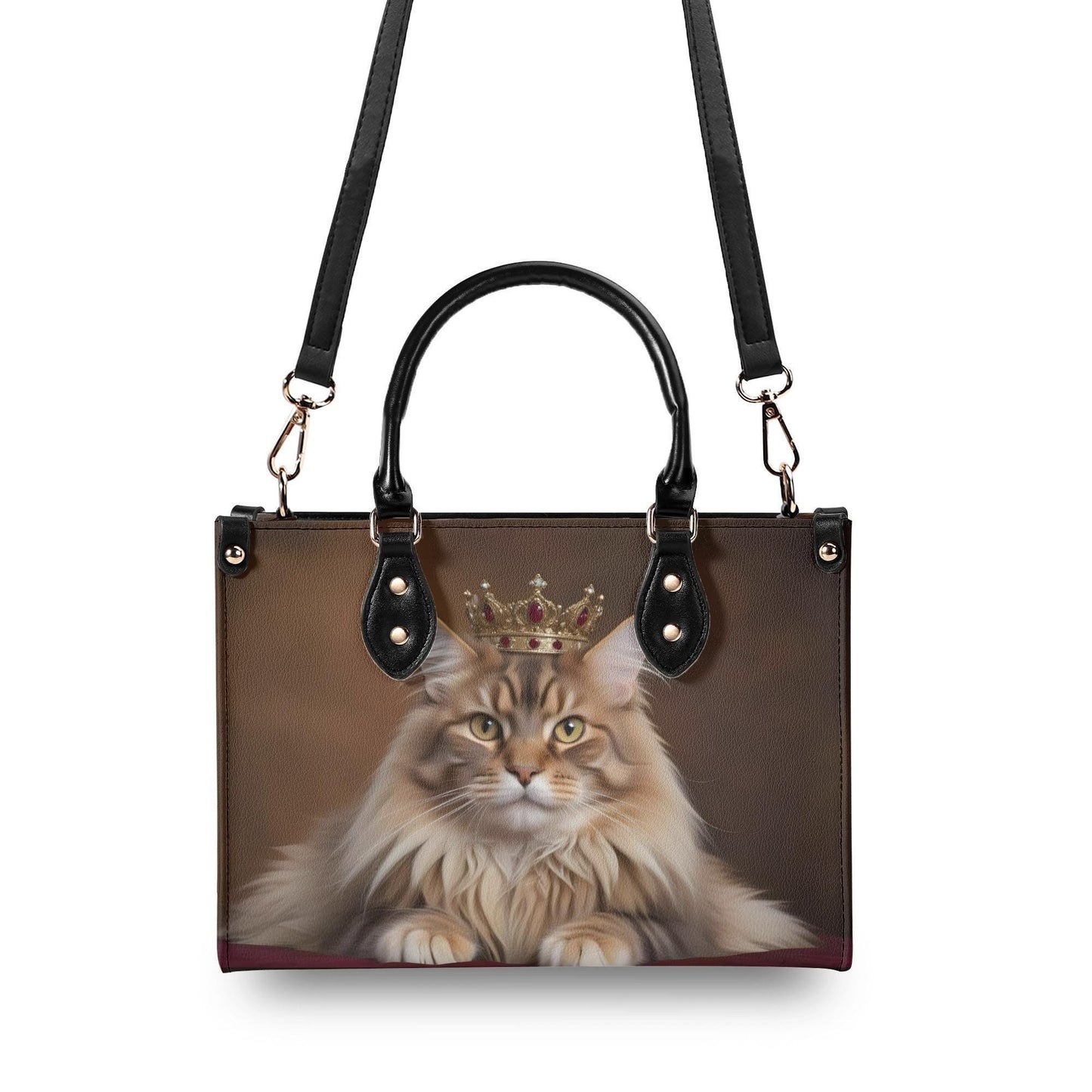 Maine Coon Cat Crossbody Bag - Unique Vegan Leather Purse, Luxury Gift for Cat Lovers