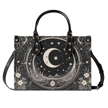 Black White Moon Bag Cute Crossbody Bag Unique Purse Cute Purse, Luxury Bag Vegan Leather Bags Printed Designer Bag
