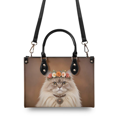 Bohemian Princess Cat Crossbody Bag - Nature-Inspired Vegan Leather Purse, Unique Gift for Cat Lovers