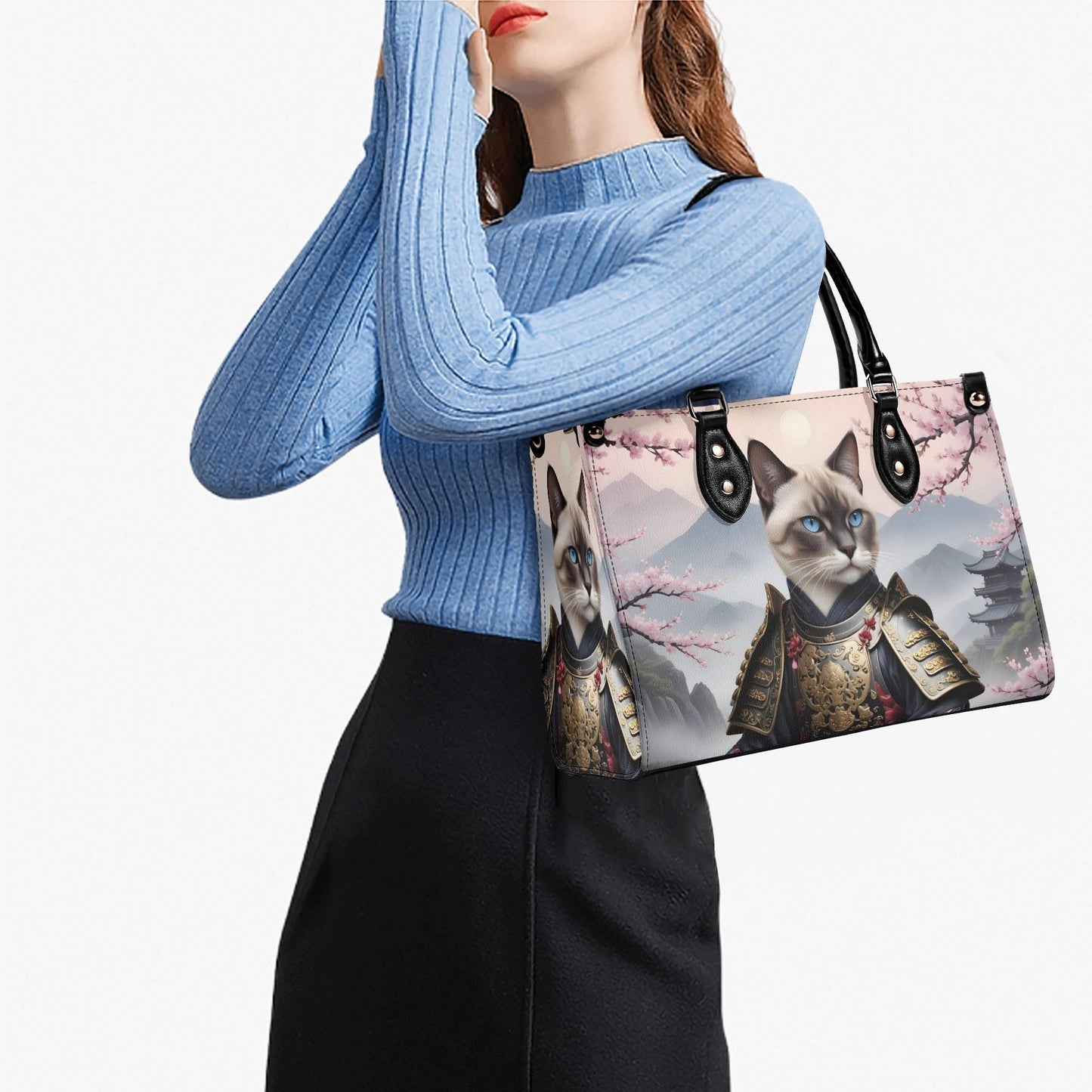 Samurai Cat Bag Cute Crossbody Bag Unique Purse Cute Purse, Luxury Bag Vegan Leather Bags Printed Designer Bag