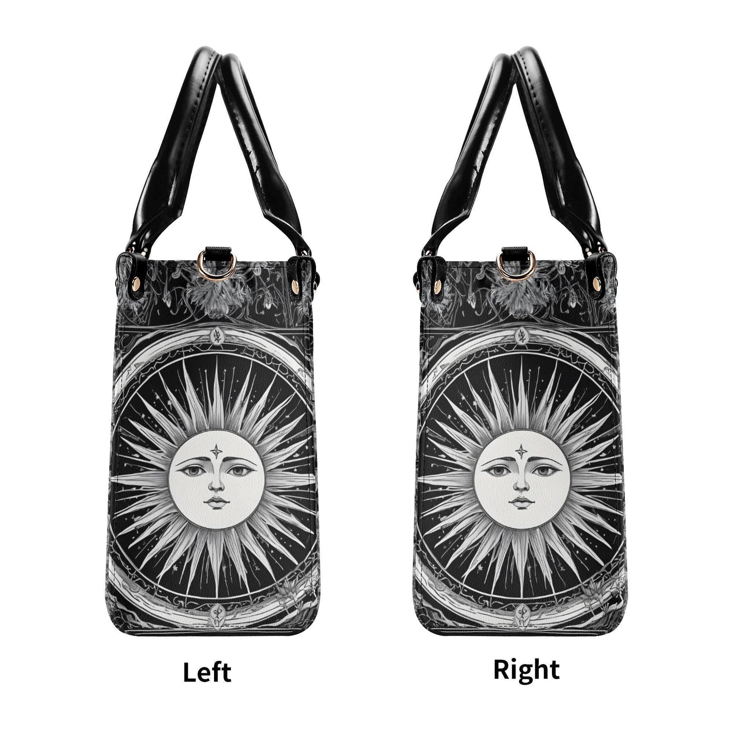 Black White Sun Tarot Inspired Designer Bag Cute Crossbody Bag Unique Purse Cute Purse, Luxury Bag Vegan Leather Bags Printed Designer Bag