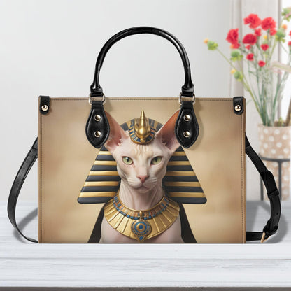 Pharaoh Egyptian Cat Crossbody Bag - Unique Designer Purse, Vegan Leather Gift for Cat Lovers