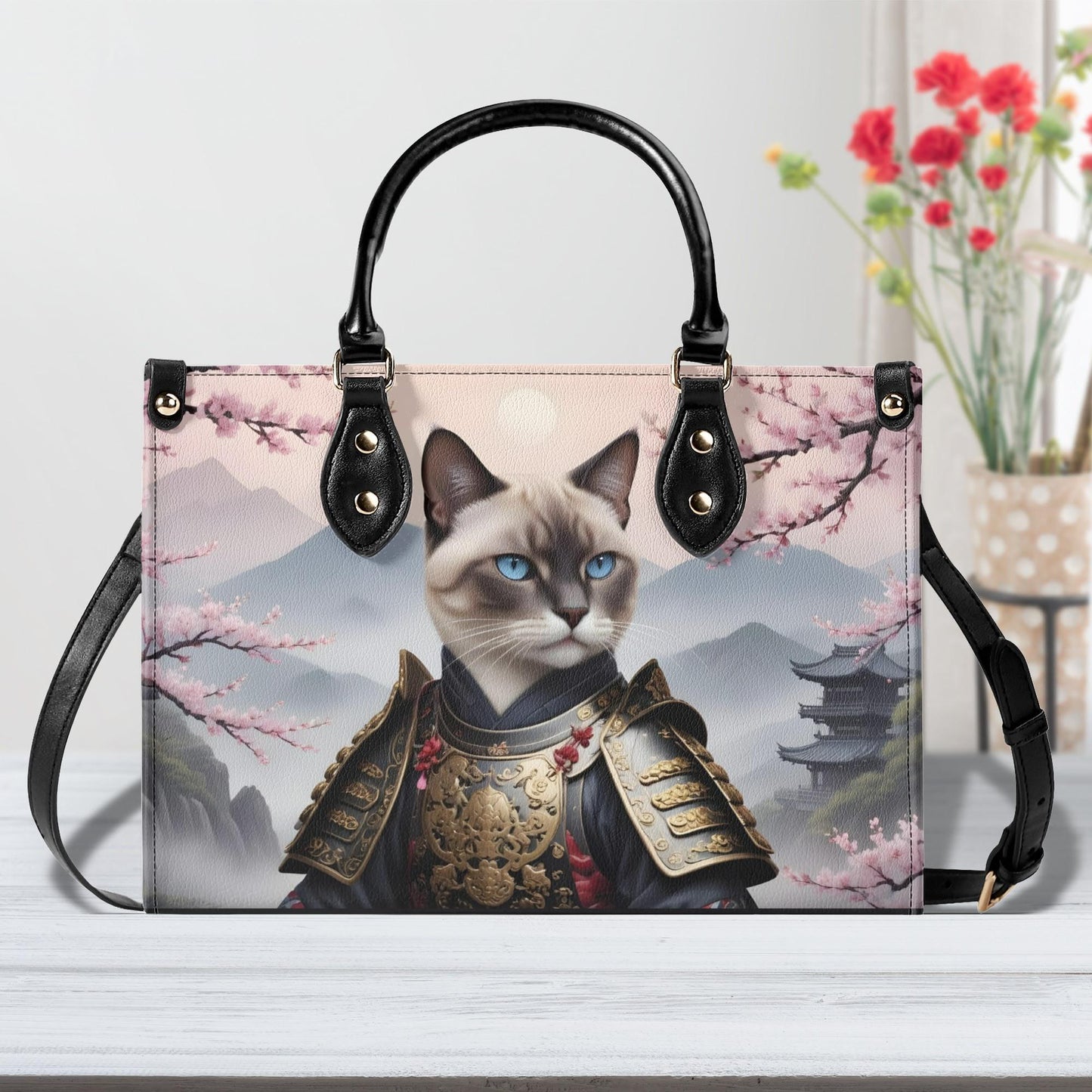 Samurai Cat Bag Cute Crossbody Bag Unique Purse Cute Purse, Luxury Bag Vegan Leather Bags Printed Designer Bag