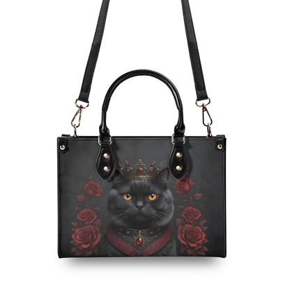 Gothic Monarch Cat Crossbody Bag - Vegan Leather Designer Purse, Unique Gift for Women