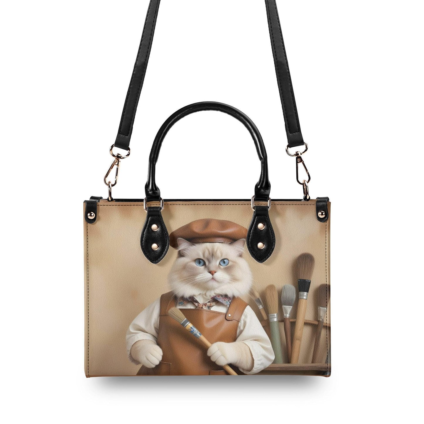 Florentine Artisan Cat Crossbody Bag - Unique Designer Purse, Vegan Leather Gift for Women
