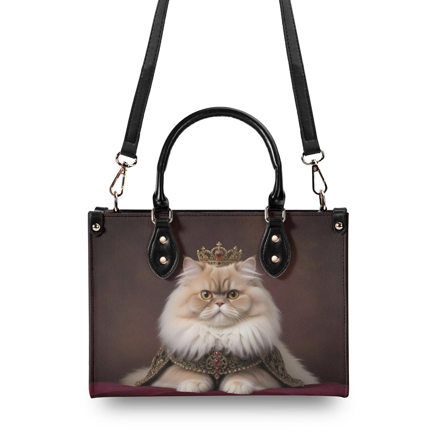 Persian Cat Crossbody Bag - Vegan Leather Designer Purse, Unique Gift for Cat Lovers