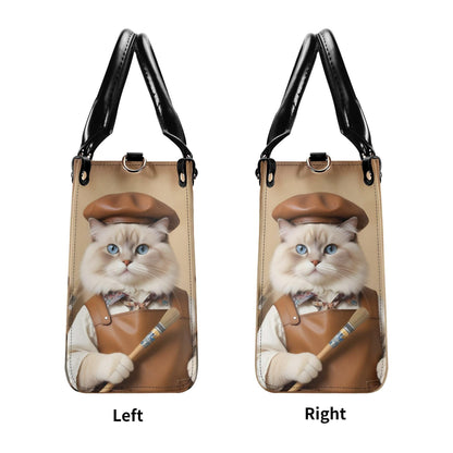 Florentine Artisan Cat Crossbody Bag - Unique Designer Purse, Vegan Leather Gift for Women