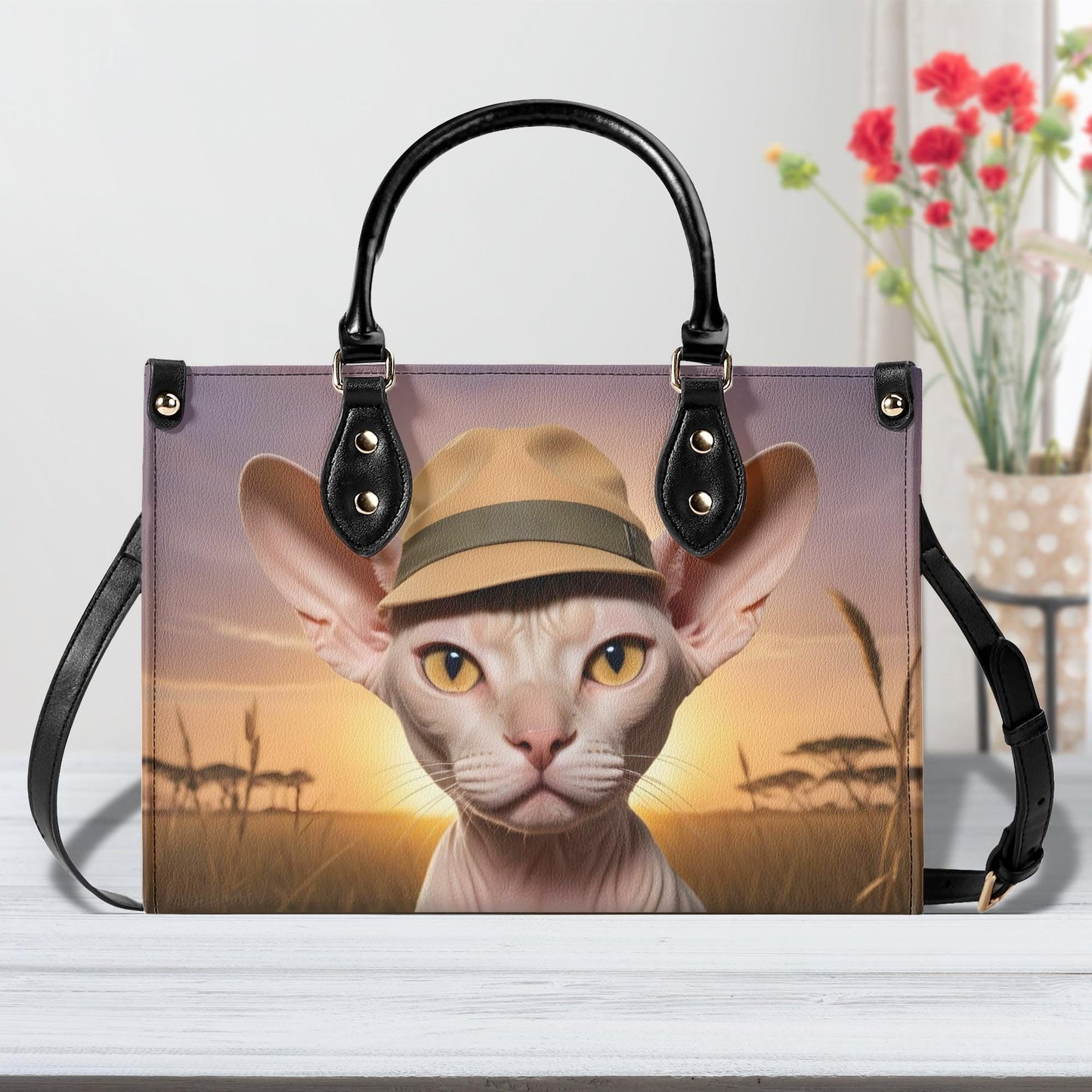 Knighted Templar Cat Crossbody Bag - Unique Designer Purse, Vegan Leather Gift for Cat Lovers