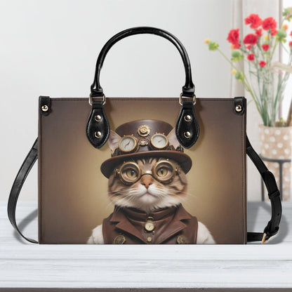 Steampunk Adventurer Cat Bag Cute Crossbody Bag Unique Purse Cute Purse, Luxury Bag Vegan Leather Bags Printed Designer Bag
