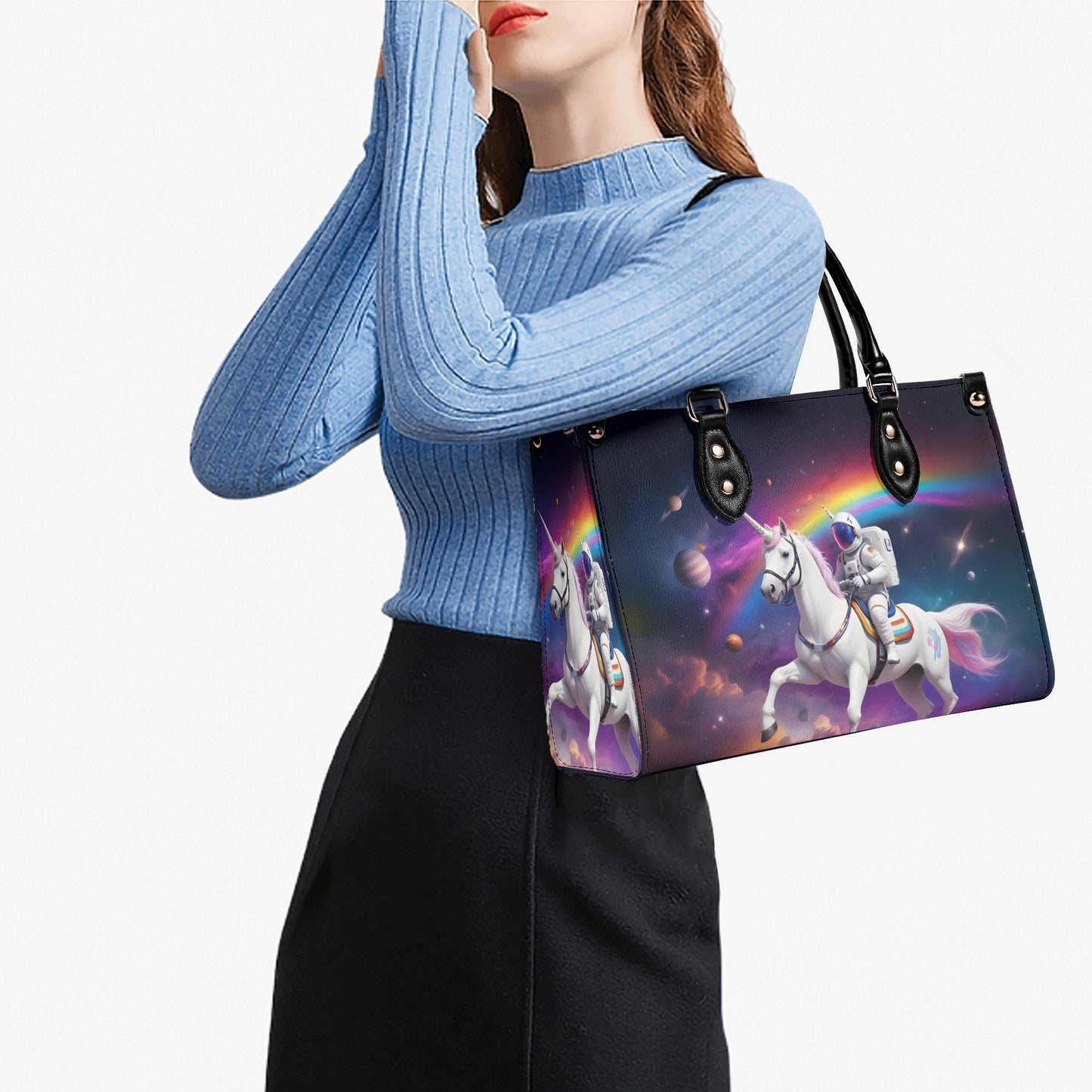 Astronaut Unicorn Crossbody Bag - Mystical Vegan Leather Designer Purse, Unique Gift for Women