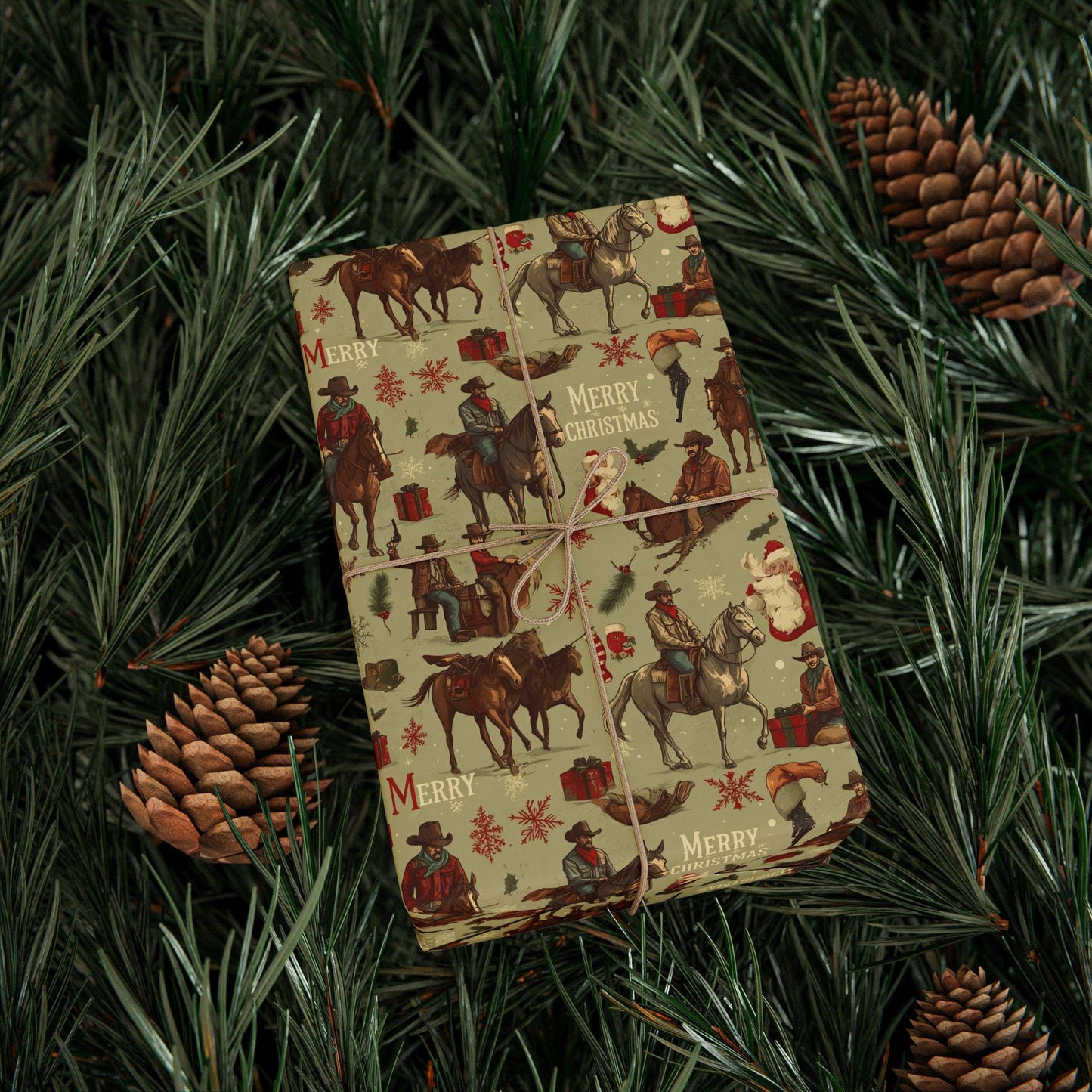 Cowboy Western Gift Wrap Papers - Christmas Western Wrapping Paper - Rustic Country Gift Wrap Paper.