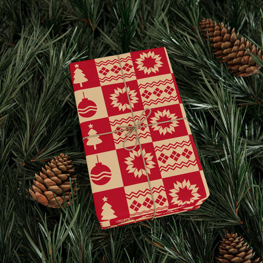 Christmas Pattern Holiday Gift Wrapping Papers - Christmas Pattern Holiday Gift Wrap Red