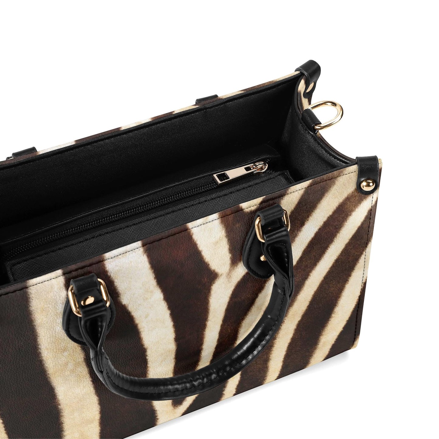 Zebra Safari Tote - Vegan Leather, Waterproof PU Leather Handbag, Top Handle Vegan Leather, Crossbody, Shoulder bag.