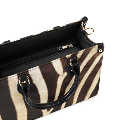 Zebra Safari Tote - Vegan Leather, Waterproof PU Leather Handbag, Top Handle Vegan Leather, Crossbody, Shoulder bag.