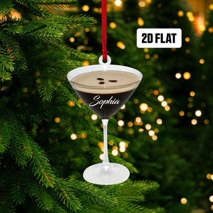 Personalized Espresso Martini 2D Flat Ornament, Spresso Martini Decor for Christmas Tree, Christmas Gifts Birthday Gifts for Espresso Lover