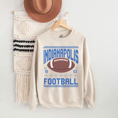 Indianapolis Ugly Christmas Sweatshirt, Football Shirt, Christmas Gift Tee, Festive Football Crewneck, Holiday Winter, Indianapolis Football