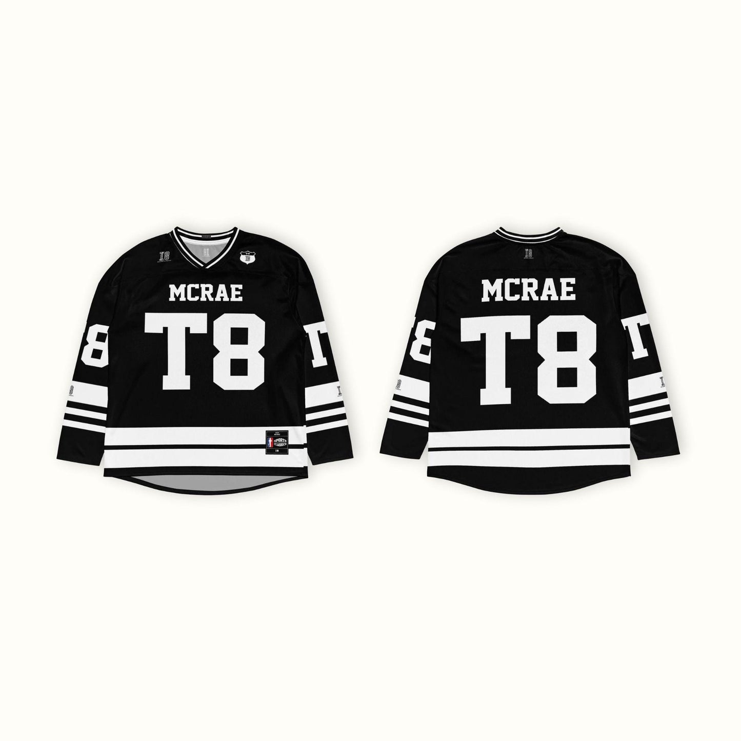 Unisex Streetwear Hockey Jersey: T8 Concert Outfit Black and White