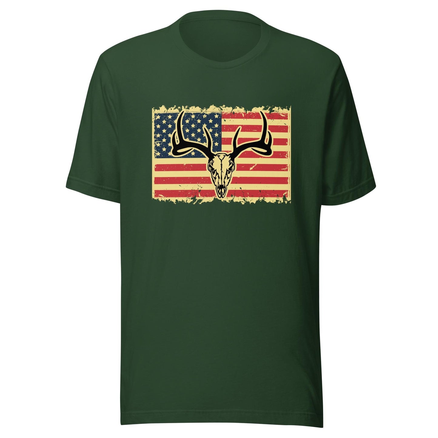 Deer skull with American flag shirt, Hunting shirt, deer hunting shirt, hunting shirt for men, gift for hunter, hunting lover gift