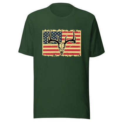 Deer skull with American flag shirt, Hunting shirt, deer hunting shirt, hunting shirt for men, gift for hunter, hunting lover gift